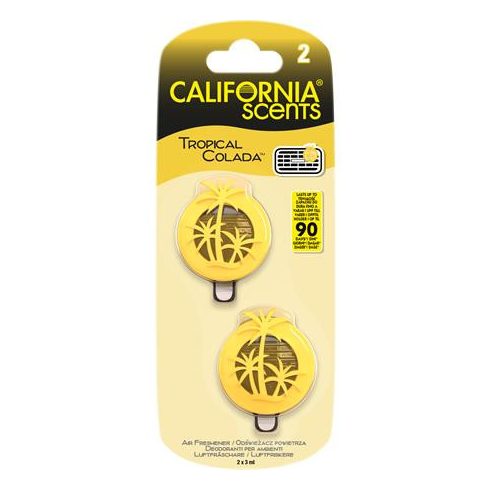 Autóillatosító, mini diffúzer, 2*3 ml, CALIFORNIA SCENTS "Tropical Colada"