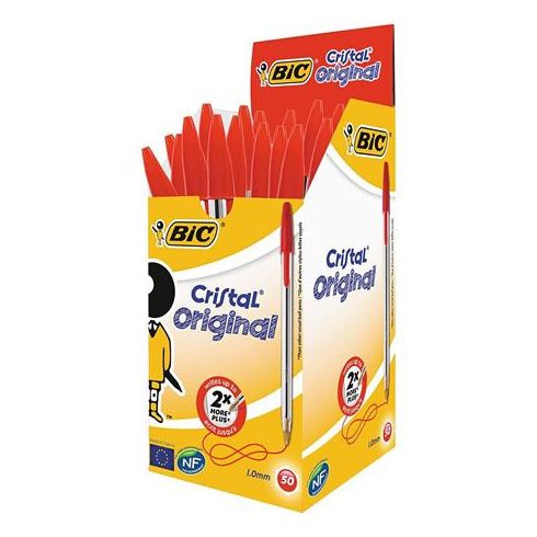 Golyóstoll, 0,32 mm, kupakos, BIC "Cristal Original", piros