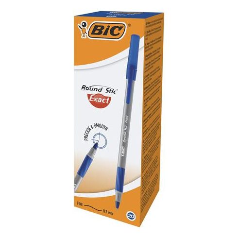 Golyóstoll, 0,28 mm, kupakos, BIC "Round Stic Exact", kék