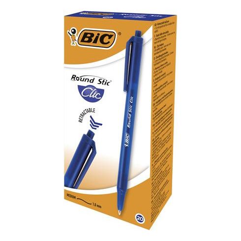 Golyóstoll, 0,32 mm, nyomógombos, BIC "Round Stic Clic", kék
