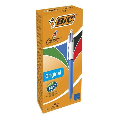 Golyóstoll, 0,32 mm, nyomógombos, négyszínű, BIC "4 Colours Original"