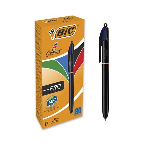 Golyóstoll, 0,32 mm, nyomógombos, négyszínű, BIC "4 Colours Pro"