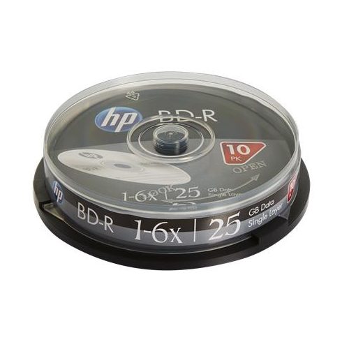 BD-R BluRay lemez, 25GB, 6x, 10 db, hengeren, HP