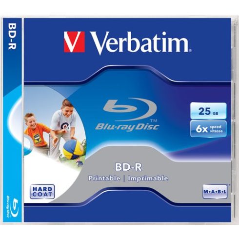 BD-R BluRay lemez, nyomtatható, 25GB, 6x, 1 db, normál tok, VERBATIM