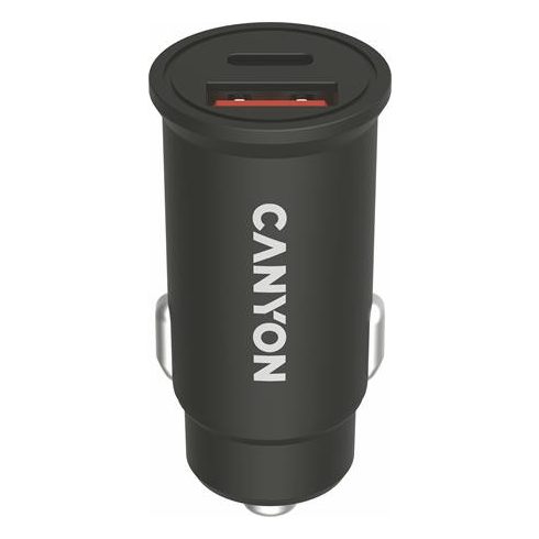 Autós töltő, USB-C/USB-A, QC 3.0 18W, PD 30W, CANYON "C-20B03"