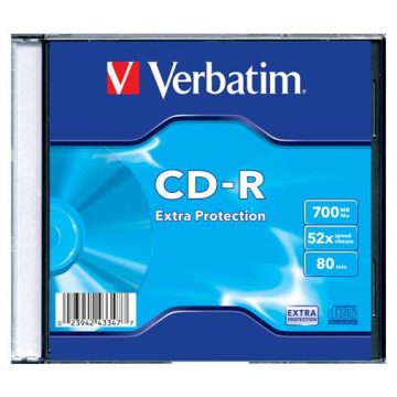  CD-R lemez, 700MB, 52x, 1 db, vékony tok, VERBATIM "DataLife"