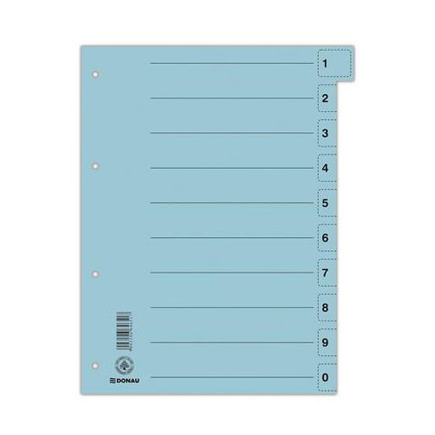 Regiszter, karton, A4, mikroperforált, DONAU, kék