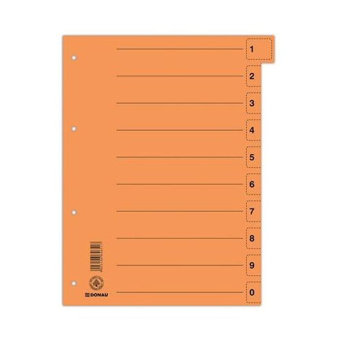 Regiszter, karton, A4, mikroperforált, DONAU, narancssárga