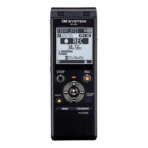 Diktafon, digitális, 8 GB memória, OM SYSTEM "WS-883", fekete