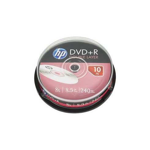 DVD+R lemez, kétrétegű, 8,5GB, 8x, 10 db, hengeren, HP