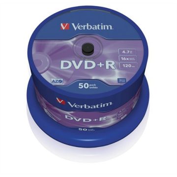 DVD-R lemez, AZO, 4,7GB, 16x, 50 db, hengeren, VERBATIM