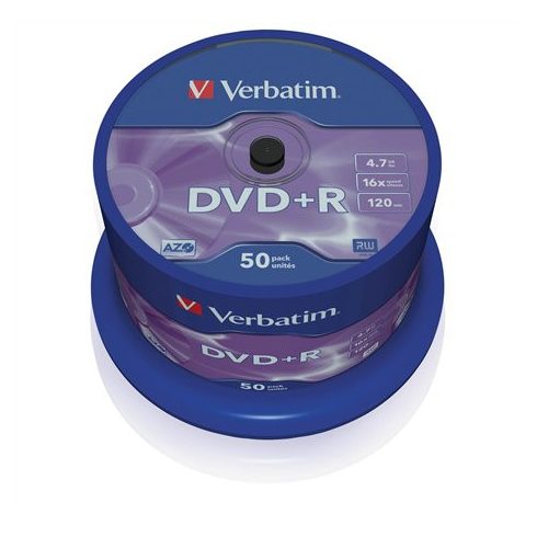 DVD-R lemez, AZO, 4,7GB, 16x, 50 db, hengeren, VERBATIM
