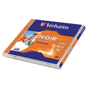   DVD+R lemez, nyomtatható, matt, ID, 4,7GB, 16x, 1 db, normál tok, VERBATIM