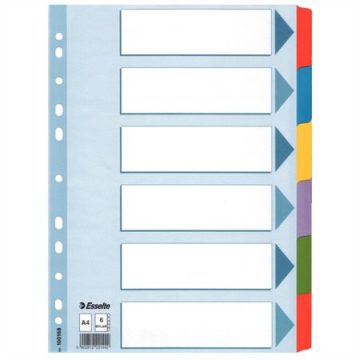   Regiszter, laminált karton, A4, 6 részes, ESSELTE "Mylar"
