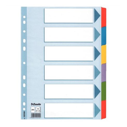 Regiszter, laminált karton, A4, 6 részes, ESSELTE "Mylar"