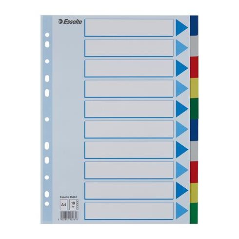 Regiszter, műanyag, A4, 10 részes, ESSELTE