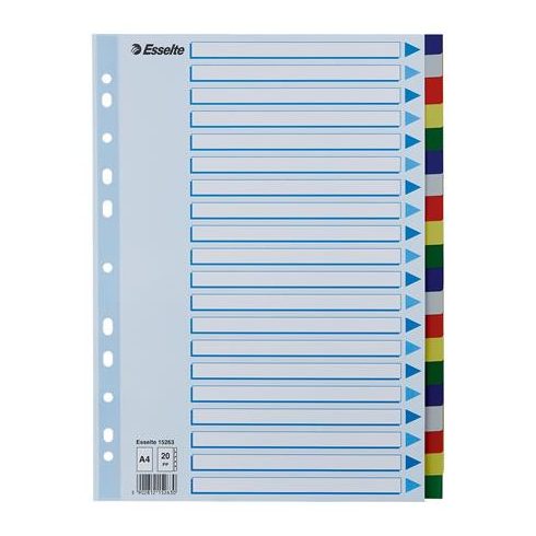 Regiszter, műanyag, A4, 20 részes, ESSELTE