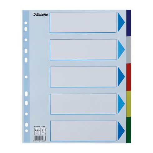 Regiszter, műanyag, A4 Maxi, 5 részes, ESSELTE