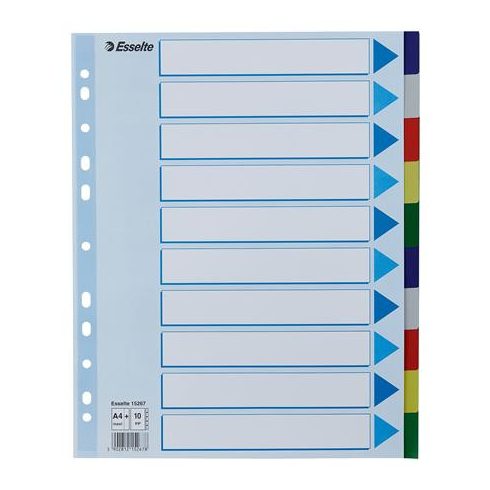 Regiszter, műanyag, A4 Maxi, 10 részes, ESSELTE
