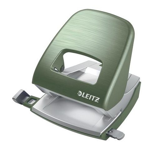 Lyukasztó, kétlyukú, 30 lap, fém, LEITZ "Nexxt Style, olajfazöld