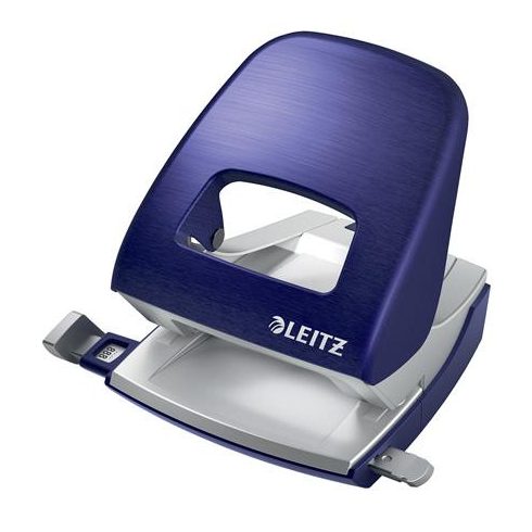 Lyukasztó, kétlyukú, 30 lap, fém, LEITZ "Nexxt Style, titánkék
