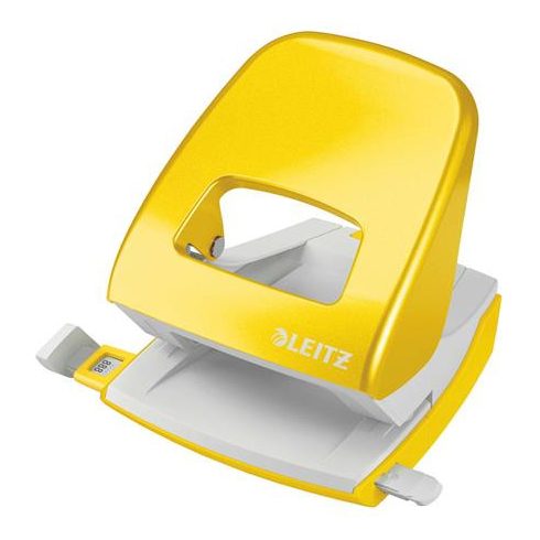 Lyukasztó, kétlyukú, 30 lap, LEITZ "Nexxt Wow", sárga