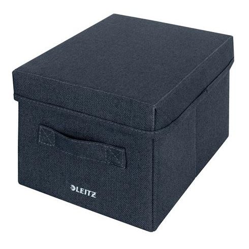 Doboz, szövet borítású, S méret, LEITZ "Fabric", sötétszürke