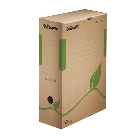 Archiválódoboz, A4, 100 mm, újrahasznosított karton, ESSELTE "Eco", barna