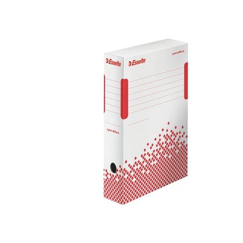 Archiválódoboz, A4, 80 mm, újrahasznosított karton, ESSELTE "Speedbox", fehér