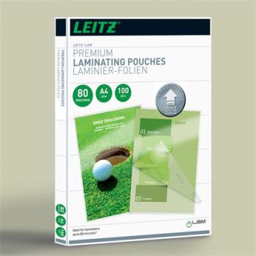   Meleglamináló fólia, 80 mikron, A4, fényes, UDT technológiával, LEITZ "iLam"