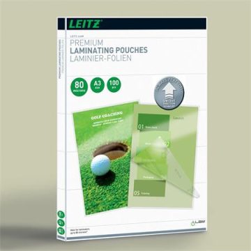   Meleglamináló fólia, 80 mikron, A3, fényes, UDT technológiával, LEITZ "iLam"
