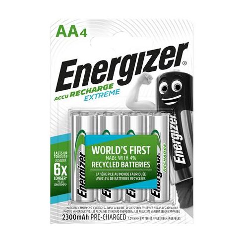 Tölthető elem, AA ceruza, 4x2300 mAh, előtöltött, ENERGIZER "Extreme"