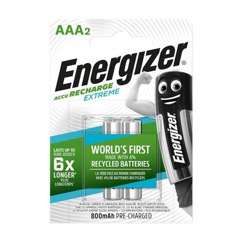 Tölthető elem, AAA mikro, 2x800 mAh, előtöltött, ENERGIZER "Extreme"