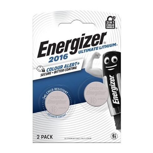 Gombelem, CR2016, 2 db, színjelző, ENERGIZER "Ultimate Lithium Performance"