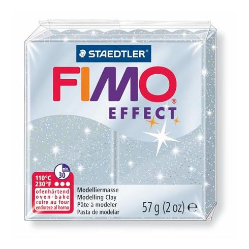 Gyurma, 57 g, égethető, FIMO "Effect", csillámos ezüst