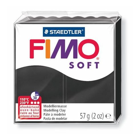 Gyurma, 57 g, égethető, FIMO "Soft", fekete