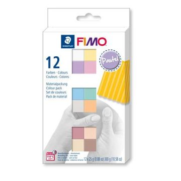   Gyurma, készlet, 12x25 g, égethető, FIMO "Soft Pastel" 12 különböző szín