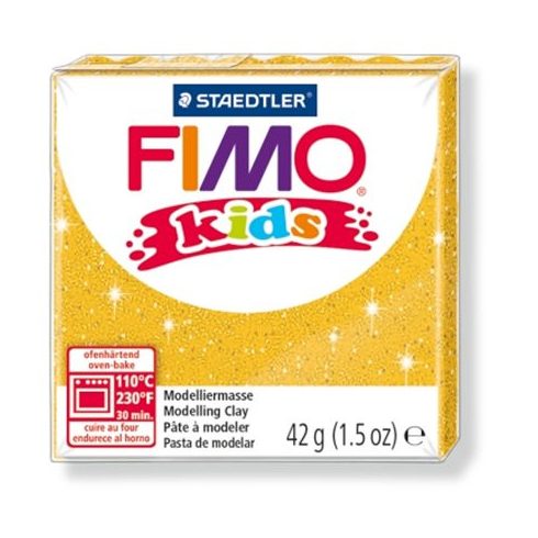Gyurma, 42 g, égethető, FIMO "Kids", glitteres arany