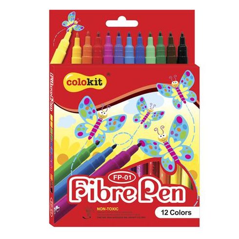 Filctoll készlet, COLOKIT "FibrePen", 12 különböző szín