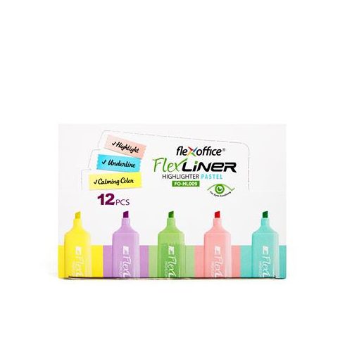 Szövegkiemelő készlet, 1-5 mm, FLEXOFFICE "Flexliner", vegyes pasztell színek