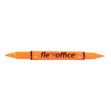   Szövegkiemelő, 1,0/4,0 mm, kétvégű, FLEXOFFICE "HL01", narancs