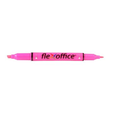   Szövegkiemelő, 1,0/4,0 mm, kétvégű, FLEXOFFICE "HL01", rózsaszín