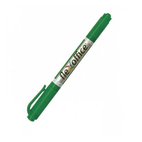 Alkoholos marker, 0,4/1,0 mm, kúpos, kétvégű, FLEXOFFICE "PM01", zöld