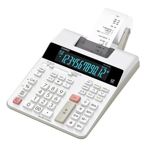 Számológép, szalagos, 12 számjegy, 2 színű nyomtató, CASIO "FR-2650 RC"