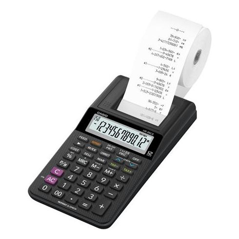 Számológép, szalagos, 12 számjegy, 1 színű nyomtató, CASIO "HR-8RCE"
