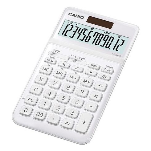 Számológép, asztali, 12 számjegy, CASIO "JW 200SC", fehér