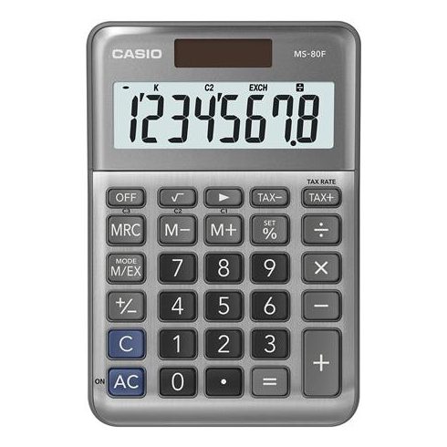 Számológép, asztali, 8 számjegy, CASIO "MS-80 F", szürke