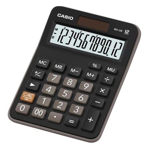 Számológép, asztali, 10 számjegy, CASIO "MX 12B", fekete