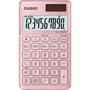   Zsebszámológép, 10 számjegy, CASIO "SL 1000", világos rózsaszín