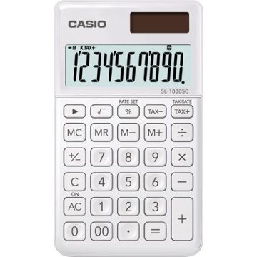   Zsebszámológép, 10 számjegy, CASIO "SL 1000", fehér